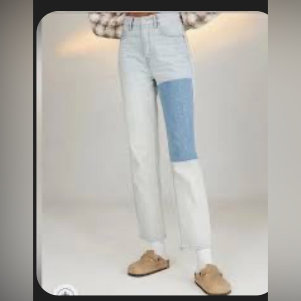 PACSUN DAD JEANS Button-fly. Light and dark wash Patchwork. Size 25.